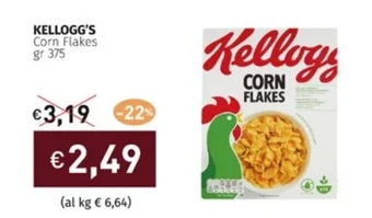 Prezzemolo e Vitale KELLOGG'S Corn Flakes gr 375 offerta