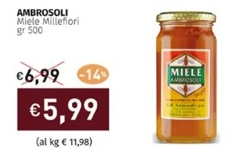 Prezzemolo e Vitale AMBROSOLI Miele Millefiori gr 500 offerta