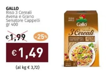 Prezzemolo e Vitale GALLO Riso 3 Cereali Avena e Grano Senatore Cappelli gr 400 offerta