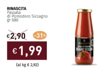 Prezzemolo e Vitale RINASCITA Passata di Pomodoro Siccagno gr 680 offerta