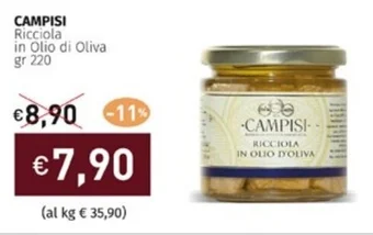 Prezzemolo e Vitale CAMPISI Ricciola in Olio di Oliva gr 220 offerta