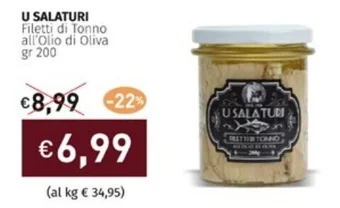 Prezzemolo e Vitale U SALATURI Filetti di Tonno all'Olio di Oliva gr 200 offerta