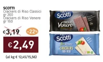 Prezzemolo e Vitale SCOTTI Crackers di Riso Classici gr 200 Crackers di Riso Venere gr 160 offerta