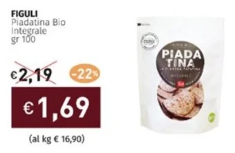Prezzemolo e Vitale FIGULI Piadatina Bio Integrale gr 100 offerta