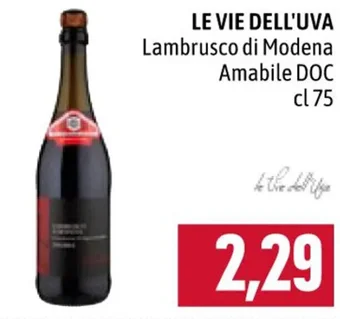 Famila Market LE VIE DELL'UVA Lambrusco di Modena Amabile DOC cl 75 offerta