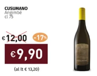 Prezzemolo e Vitale CUSUMANO Angimbè cl 75 offerta