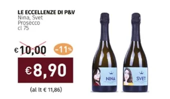 Prezzemolo e Vitale LE ECCELLENZE DI P&V Nina, Svet Prosecco cl 75 offerta
