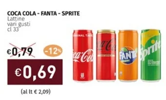 Prezzemolo e Vitale COCA COLA - FANTA - SPRITE Lattine vari gusti cl 33 offerta