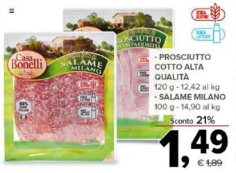 Todis Casa Bonelli PROSCIUTTO COTTO ALTA QUALITÀ 120 g offerta