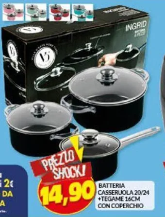 Risparmio Casa BATTERIA CASSERUOLA 20/24 +TEGAME 16CM CON COPERCHIO offerta