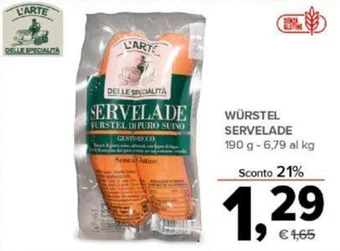 Todis L'ARTE DELLE SPECIALITA WÜRSTEL SERVELADE 190 g offerta