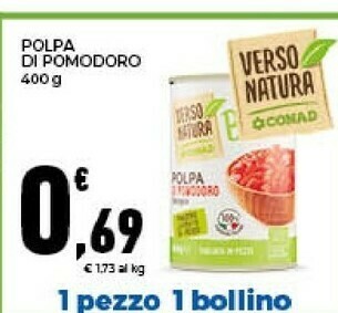 Conad Conad - Polpa Di Pomodoro Bio Verso Natura 400 G(ml) offerta