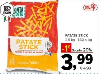 Todis ONTA ORTO PATATE STICK 2,5 kg offerta