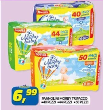 Risparmio Casa PANNOLINI MORBY TRIPACCO 40 PEZZI offerta