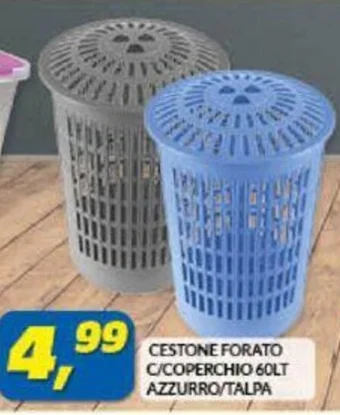Risparmio Casa CESTONE FORATO C/COPERCHIO 60LT AZZURRO/TALPA offerta