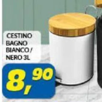 Risparmio Casa CESTINO BAGNO BIANCO/ NERO 3L offerta