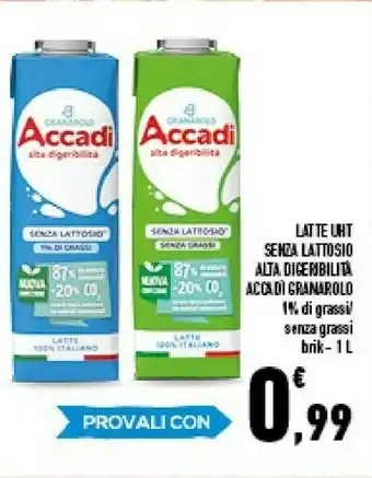 Conad Granarolo Latte Accadì Parzialmente Scremato 1000 G(ml) offerta