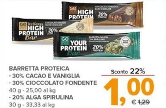 Todis BARRETTA PROTEICA 30% CACAO E VANIGLIA 30 G offerta