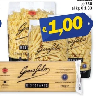 Pasta GAROFALO spaghetti, farfalle, fusilli, penne rigate o elicoidali gr.750