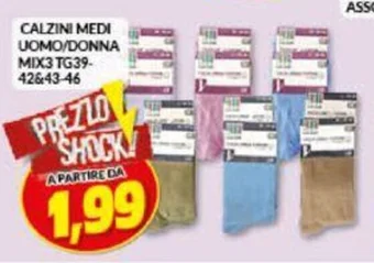 Risparmio Casa CALZINI MEDI UOMO/DONNA MIX3 TG39-42&43-46 offerta