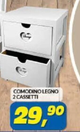 Risparmio Casa COMODINO LEGNO 2 CASSETTI offerta