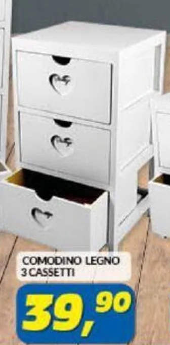 Risparmio Casa COMODINO LEGNO 3 CASSETTI offerta