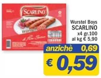 Ard Discount Wurstel Boys SCARLINO X4 gr.100 offerta