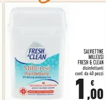 Conad Fresh & Clean Salviettine Milleusi Disinfettanti 40 Pezzi offerta
