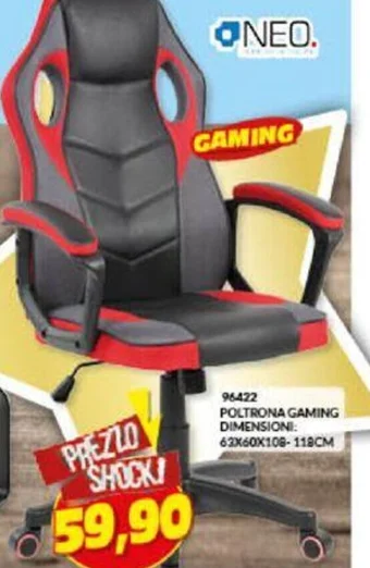 Risparmio Casa POLTRONA GAMING DIMENSIONI: 63X60X108-118CM offerta