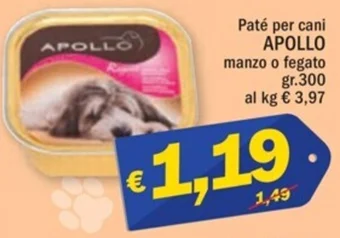 Paté per cani APOLLO manzo o fegato gr.300