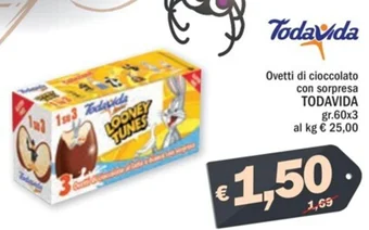 Ard Discount Ovetti di cioccolato con sorpresa TODAVIDA gr.60x3 offerta