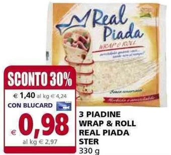 Il Gigante 3 PIADINE WRAP & ROLL REAL PIADA STER 330 g offerta