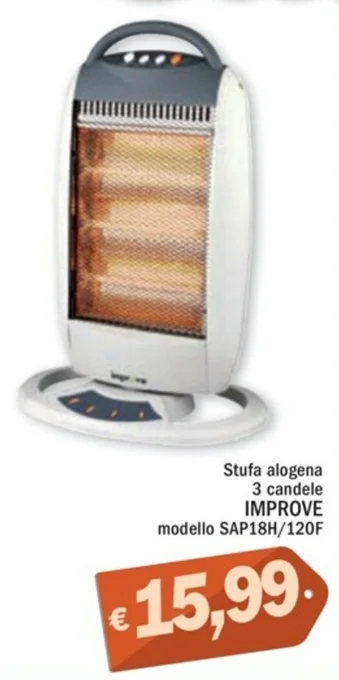 Ard Discount Stufa alogena 3 candele IMPROVE modello SAP18H/120F offerta