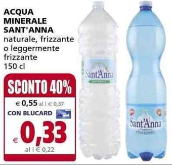Il Gigante ACQUA MINERALE SANT'ANNA naturale, frizzante 150 cl offerta