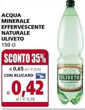 Il Gigante ACQUA MINERALE EFFERVESCENTE NATURALE ULIVETO 150 cl offerta