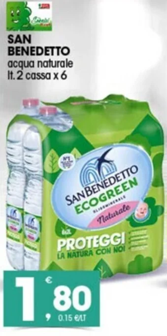 Quick Sisa SAN BENEDETTO acqua naturale It. 2 cassa x 6 offerta