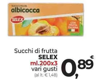 Supermercati Dok Succhi di frutta SELEX ml.200x3 vari gusti offerta