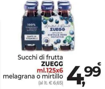 Supermercati Dok Succhi di frutta ZUEGG ml.125x6 melagrana o mirtillo offerta