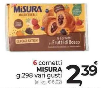 Supermercati Dok 6 cornetti MISURA g.298 vari gusti offerta