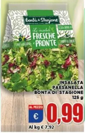 Vivo Supermercati INSALATA PAESANELLA BONTÀ DI STAGIONE 125 G offerta