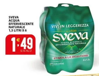 Sisa SVEVA ACQUA EFFERVESCENTE NATURALE 1,5 LITRI X 6 offerta