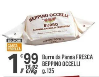 Supermercati Dok Burro da Panna FRESCA BEPPINO OCCELLI g.125 offerta