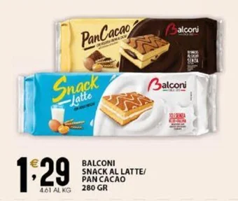 Sisa BALCONI SNACK AL LATTE/ PAN CACAO 280 GR offerta