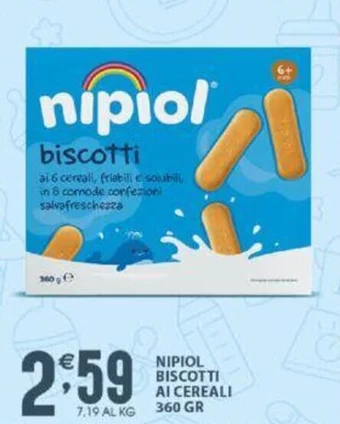 Sisa NIPIOL BISCOTTI AI CEREALI 360 GR offerta