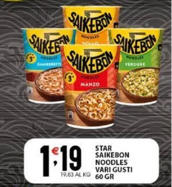 Sisa STAR SAIKEBON NOODLES VARI GUSTI 60 GR offerta
