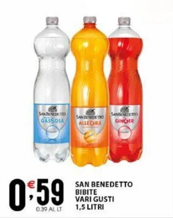 Sisa SAN BENEDETTO BIBITE VARI GUSTI 1,5 LITRI offerta