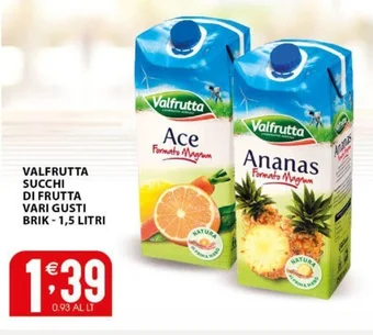 Sisa VALFRUTTA SUCCHI DI FRUTTA VARI GUSTI BRIK - 1,5 LITRI offerta
