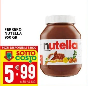 Sisa FERRERO NUTELLA 950 GR offerta