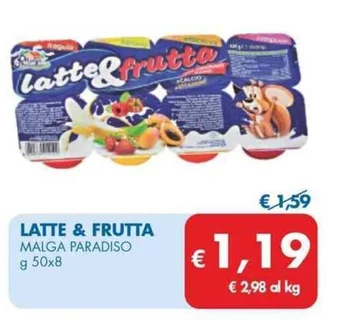 MD Discount LATTE & FRUTTA MALGA PARADISO g 50x8 offerta