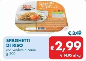 MD Discount SPAGHETTI DI RISO con verdure e carne g 200 offerta
